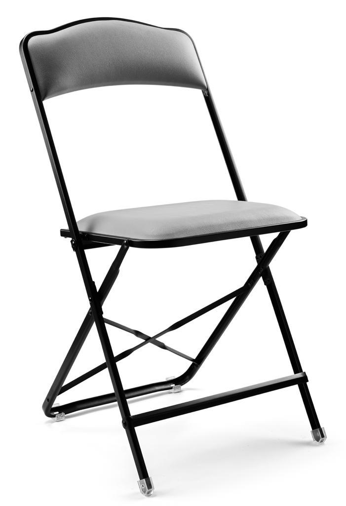 Black Frame Fritz Style Folding Chairs with Vinyl Cushion
