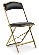 Load image into Gallery viewer, Gold Frame DINING HEIGHT (19 inch) Fritz Style Folding Chairs with Vinyl Cushion
