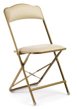 Load image into Gallery viewer, Gold Frame DINING HEIGHT (19 inch) Fritz Style Folding Chairs with Vinyl Cushion
