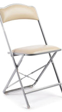 Load image into Gallery viewer, Silver Frame Fritz Style Folding Chairs with Vinyl Cushion
