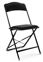 Load image into Gallery viewer, Black Frame Fritz Style Folding Chairs with Vinyl Cushion
