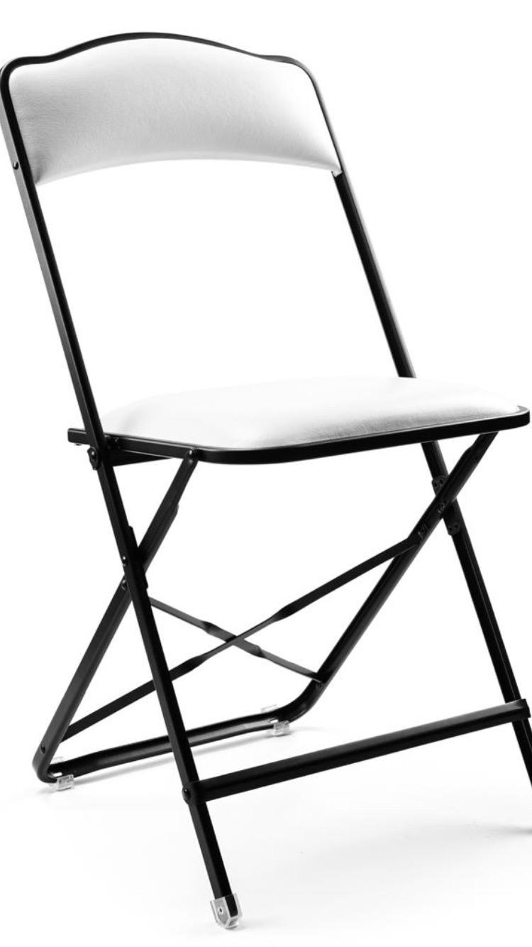 Silver Frame Fritz Style Folding Chairs with Vinyl Cushion – Seated In Style